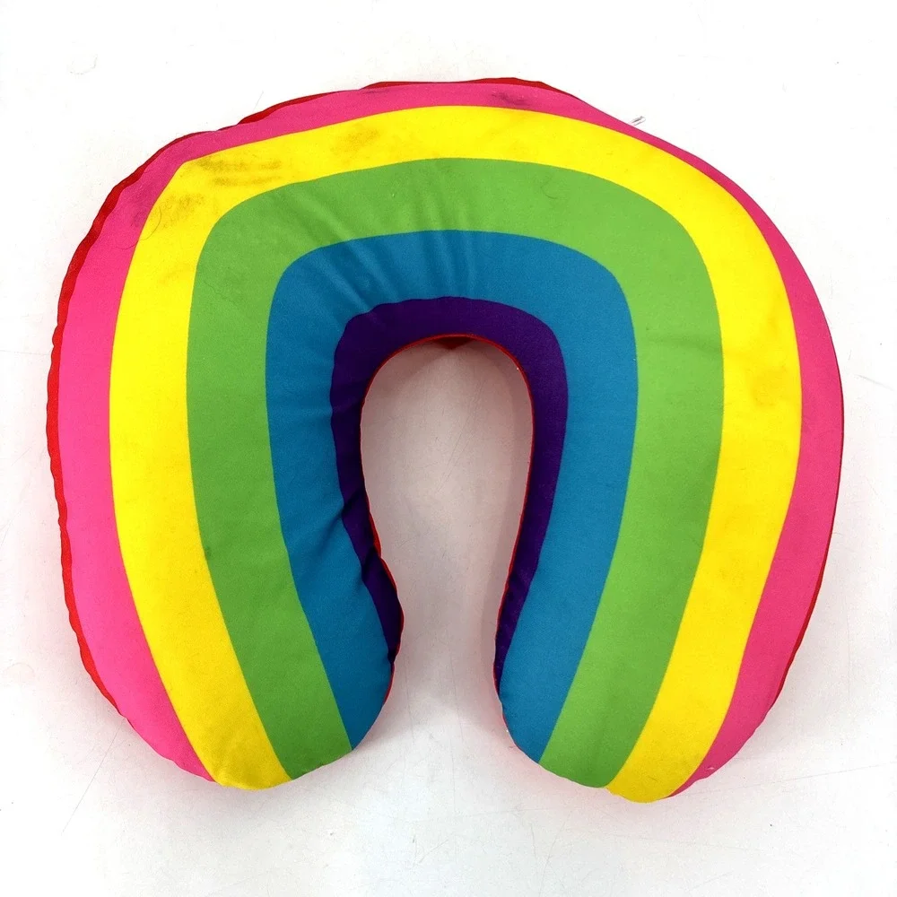 Kikkerland Zip &‎ Flip Unicorn Soft Travel Pillow Stuffed Rainbow Cushion READ!